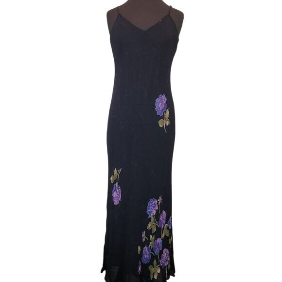 VTG American Angel Black Floral Maxi Mermaid Dress – M – Soft Goth – Formal - Picture 1 of 7